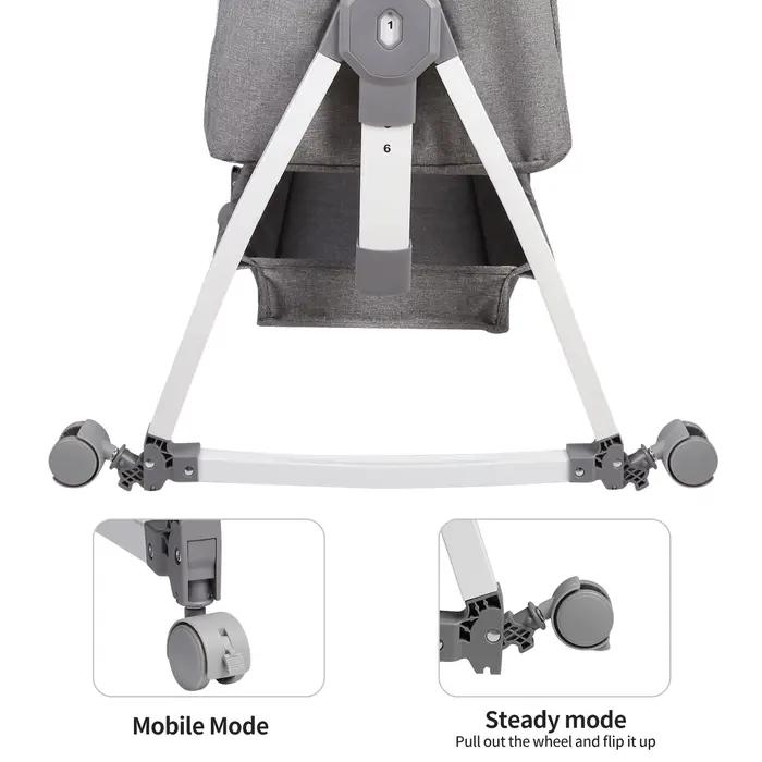 Lit d'appoint Cododo, 3 en 1, Lit de Bébé, Berceau avec Matelas, Hauteur Réglable 6 Niveaux, Inclina