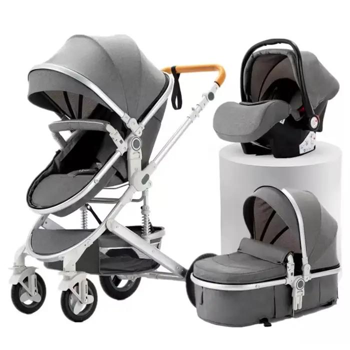 Poussette bébé nouveau-né 3 en 1 avec siège auto poussette bébé haute vue avec fonction assise et co