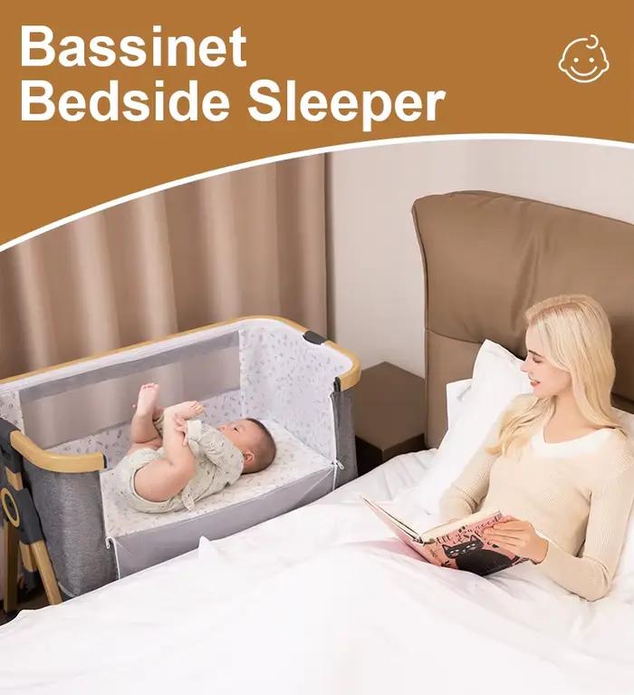 Lit bébé multifonctionnel avec réglage de hauteur pliable, berceau, lit de couchage, lit d'appoint p