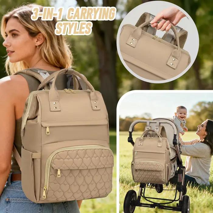 Sac à dos pour couches, sac de voyage imperméable avec poche isotherme, matelas à langer et sangles 