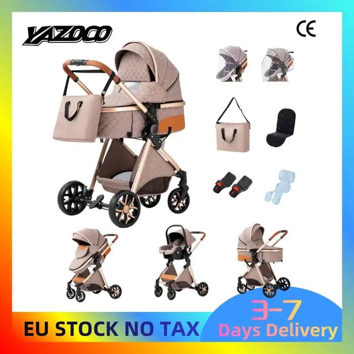 Système de poussette 3-en-1, poussette bébé anti-choc pour 0-4 ans jusqu'à 22 kg, poussette pliable 