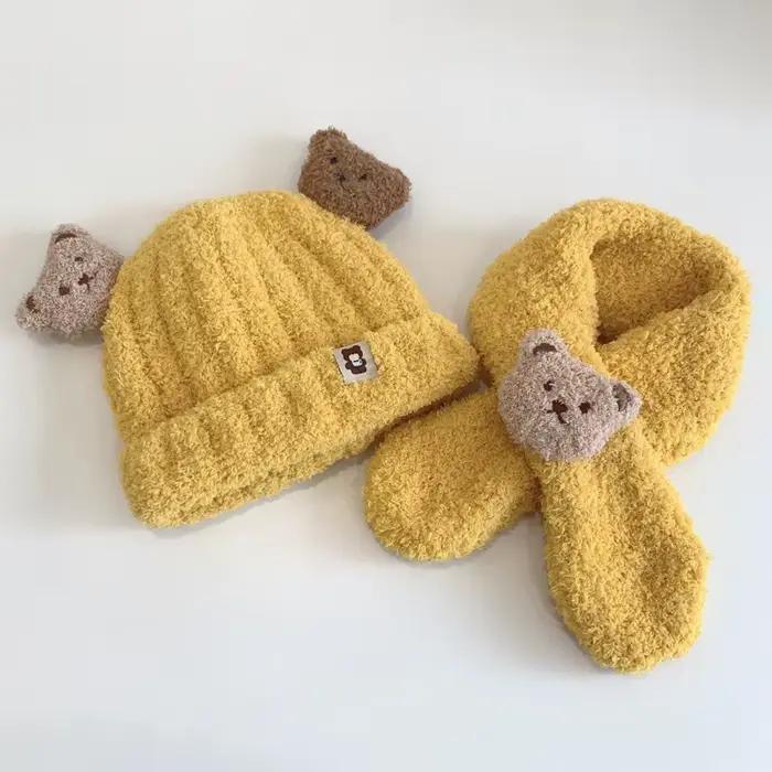 1 ensemble de chapeaux et écharpes pour bébés, pour filles et garçons, ensemble chaud d'hiver, vêtem