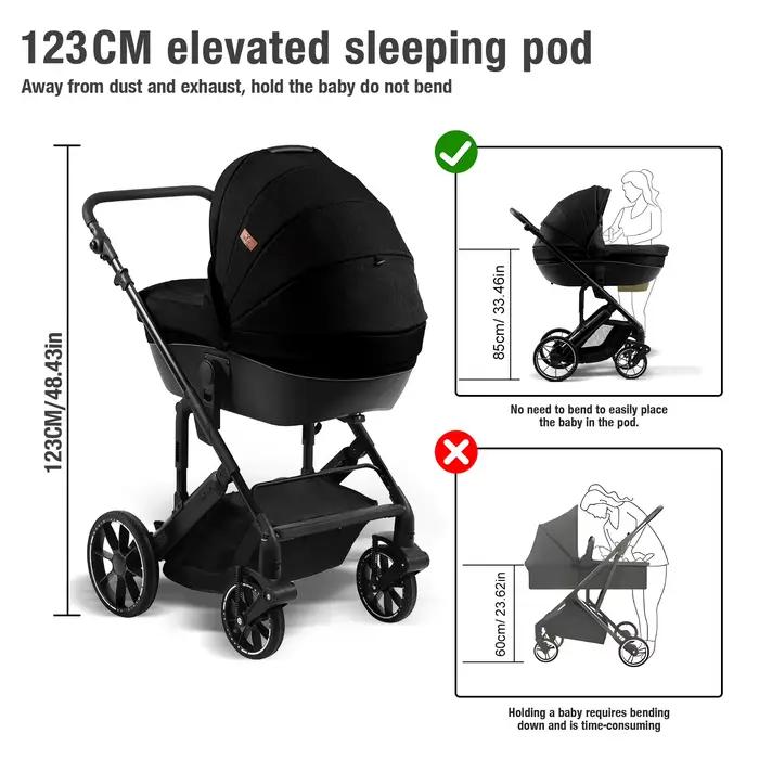 3 en 1 bébé poussette compacte bébé poussette 3 pièces pour nouveau-né bébé siège auto poussette pli