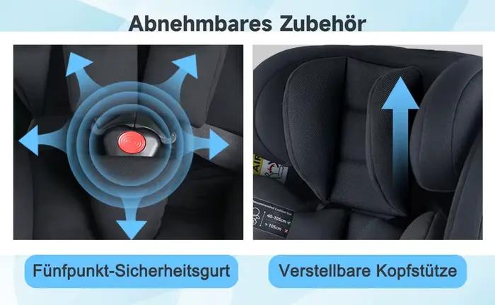 Sièges auto pour enfants avec rotation à 360° °   Système ISOFIX rotatif pour bébé, ceinture de sécu