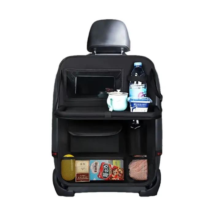 Organisateur de sièges de voiture pliable avec plateau, support de tablette, rangement multi-poches,