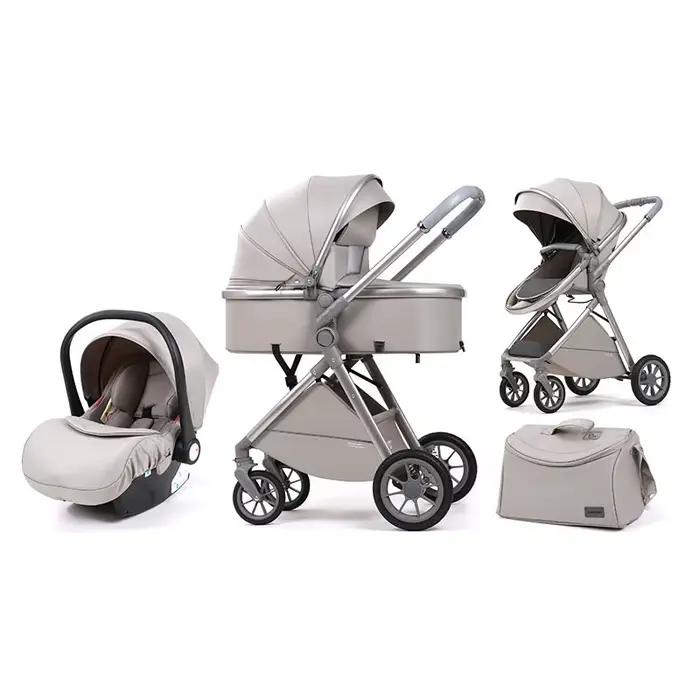 Poussette pour enfants luxueuse à grande vue qui peut s'asseoir et s'allonger sur la poussette bidir