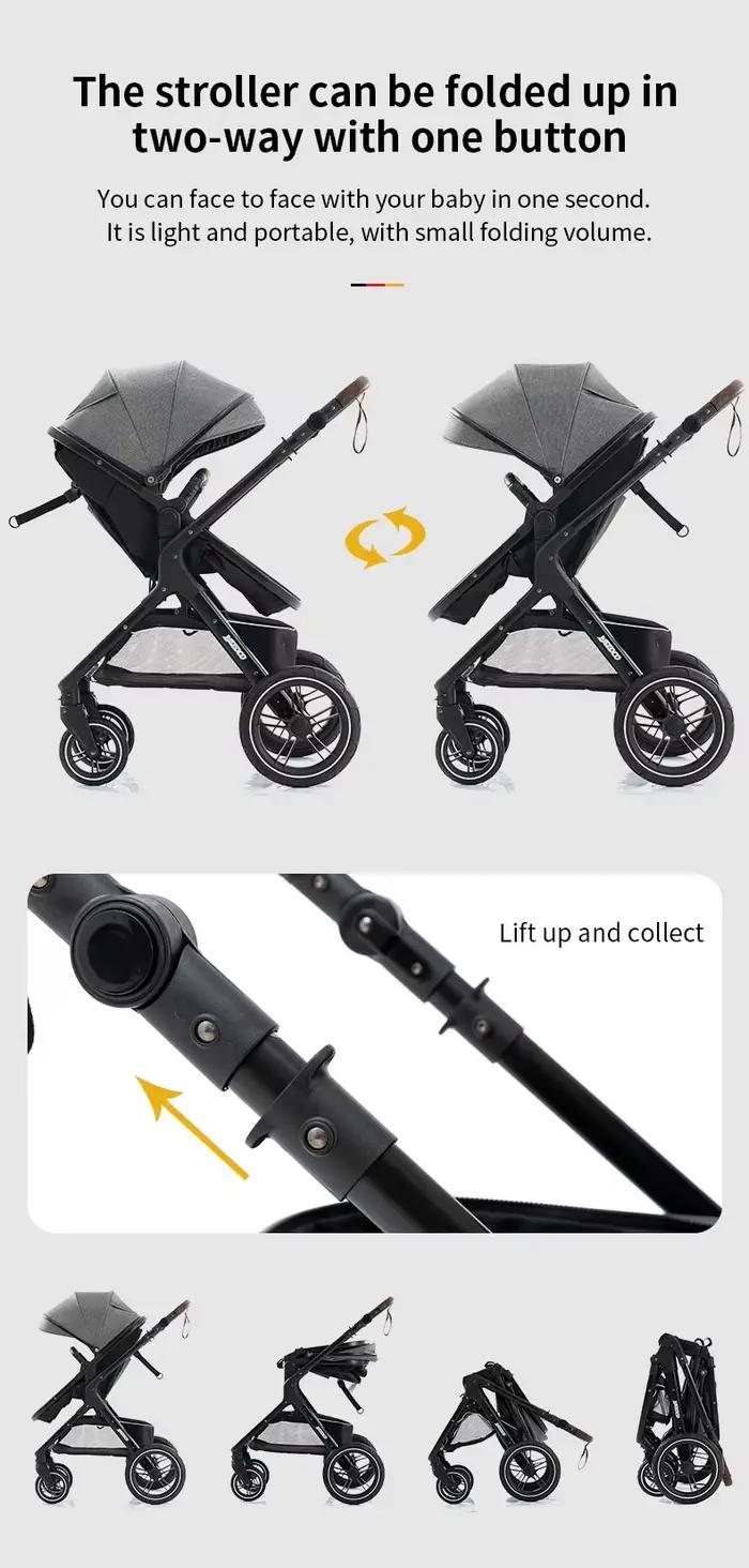 Poussette bébé 3 en 1 facile à plier multifonctionnelle poussette voyage Portable landau siège de sé