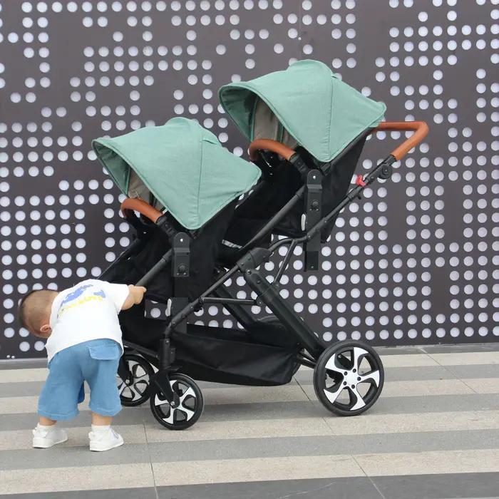 Poussette Double Pliable à Quatre Roues pour Bébé