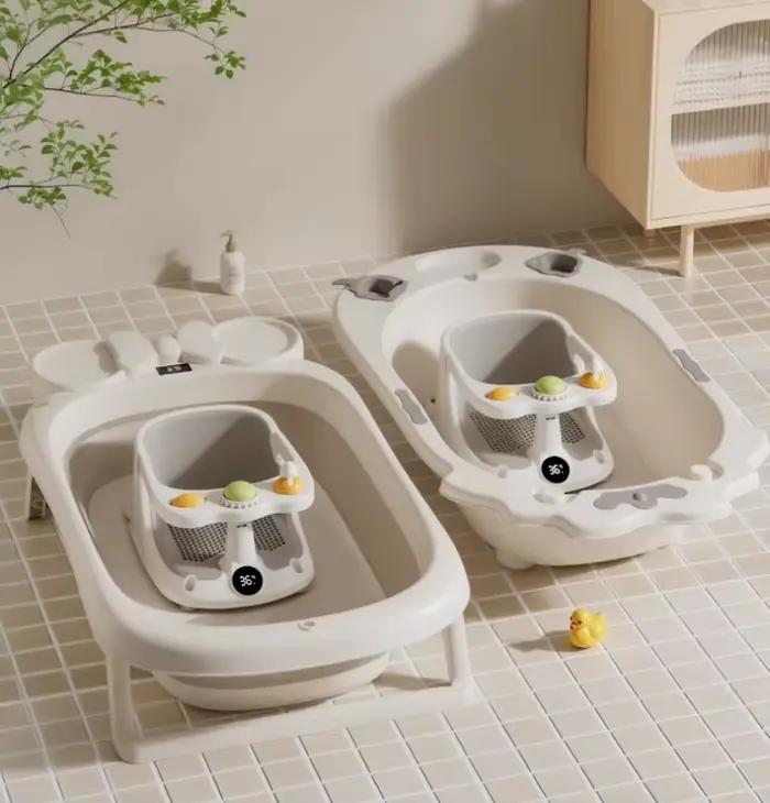 Siege Bain Antidrapant Bébé Ventouses Sécurité Capteur Température Occasions Spéciales Baignoire Enfant Sécurisée 6M+