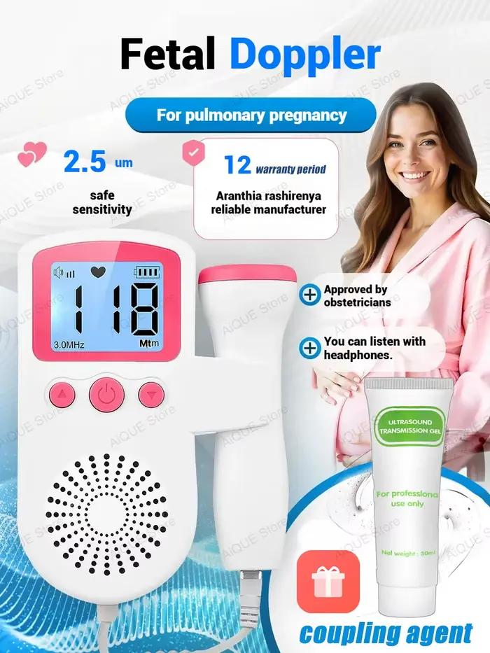 AiQUE 2.5MHz Doppler fœtal ultrasons 30ml Gel bébé détecteur de fréquence cardiaque enceinte