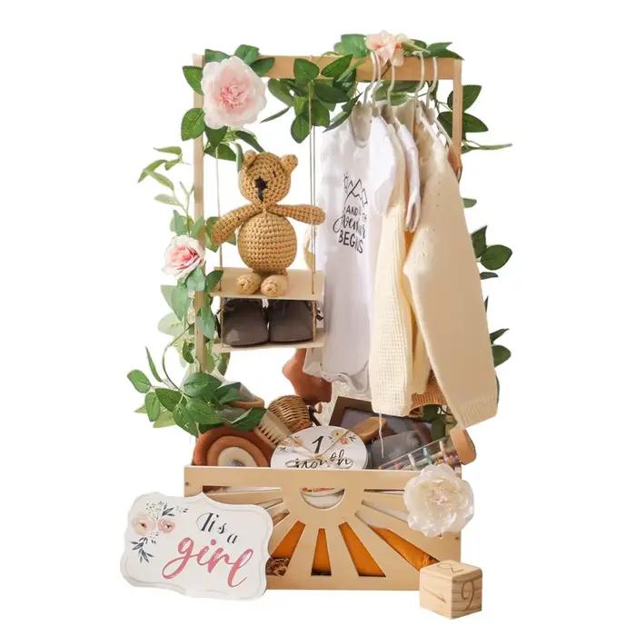 Panier de rangement en bois pour la chambre de bébé, meuble DIY, accessoire de photographie, décoration de fête d'anniversaire, rangement et organisation pour maternité et enfants