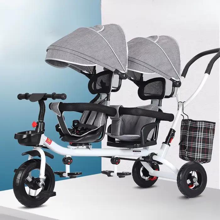Poussette Double Multifonctionnelle en Acier pour Enfants 6-12 Mois à 6 Ans Design Bidirectionnel et Pliante pour Promenades et Voyages Occasions Spéciales