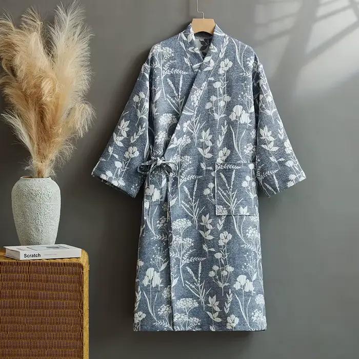 Peignoir en gaze de coton à trois couches pour Couples