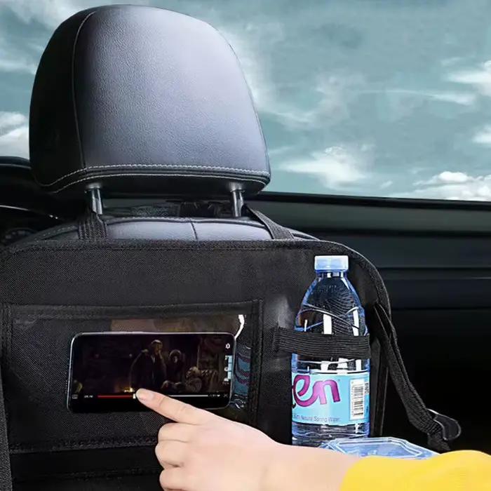 Organisateur de sièges de voiture pliable avec plateau table de bureau, support de tablette, rangement multi-poches, rangement intérieur de voiture, accessoire automobile élégant pour femmes et hommes