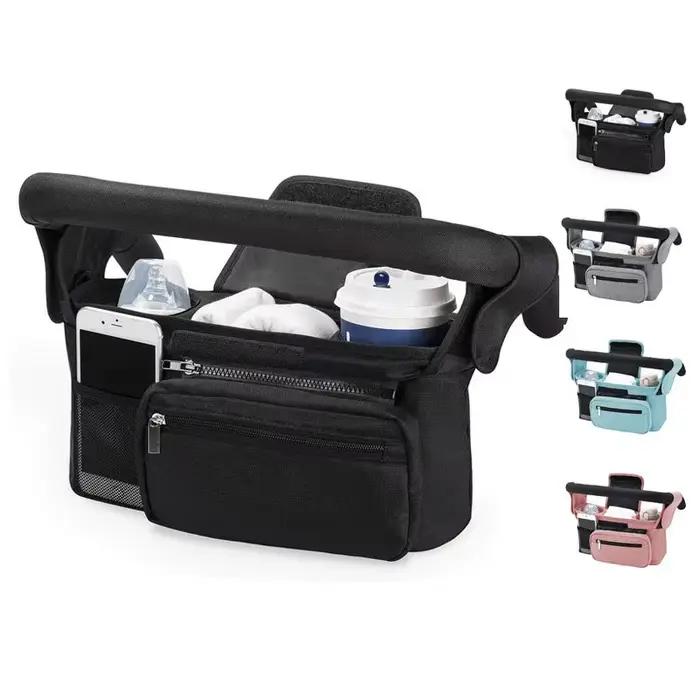 Sac de rangement pour poussette avec porte-gobelet isolé, sac pour téléphone détachable et bandoulière amovible pour bébé et animaux de compagnie ocasions spéciales