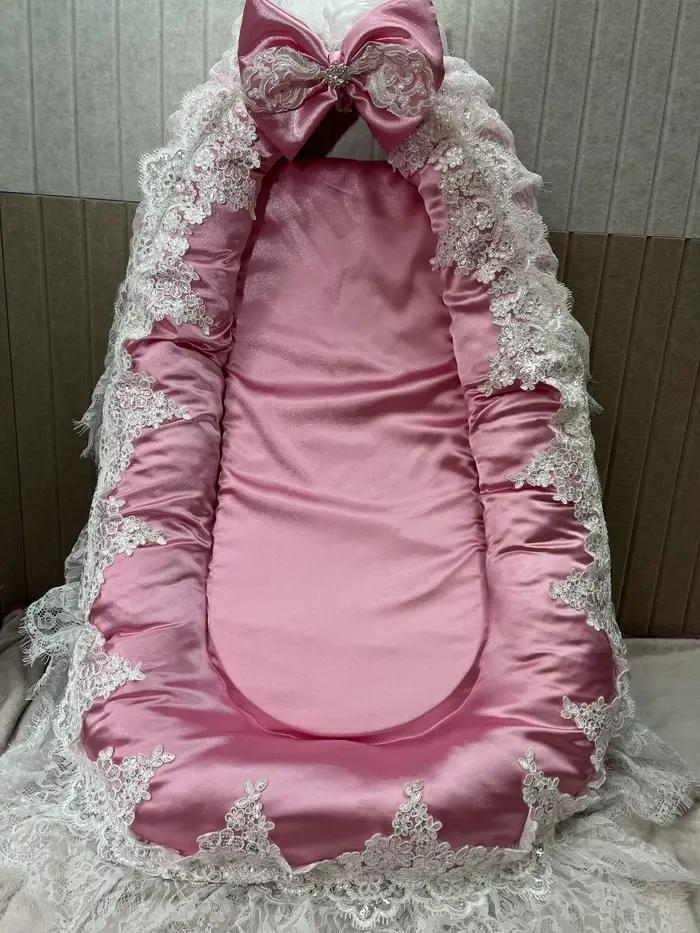 Literie de Luxe en Dentelle Rose CPull pour Nouveau-né