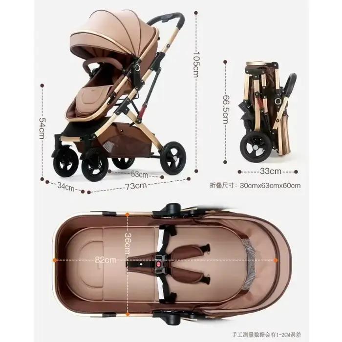 Nouvelle poussette double 3-en-1 acier inoxydable pour jumeaux avec vue haute positionnement horizontal pliable pour bébés 0-6 mois 6-12 mois 1-3 ans