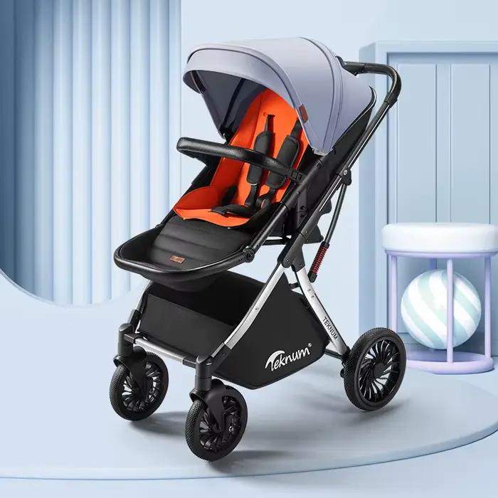 Poussette de Luxe Pliable 2 en 1 à Absorption des Chocs pour Bébé