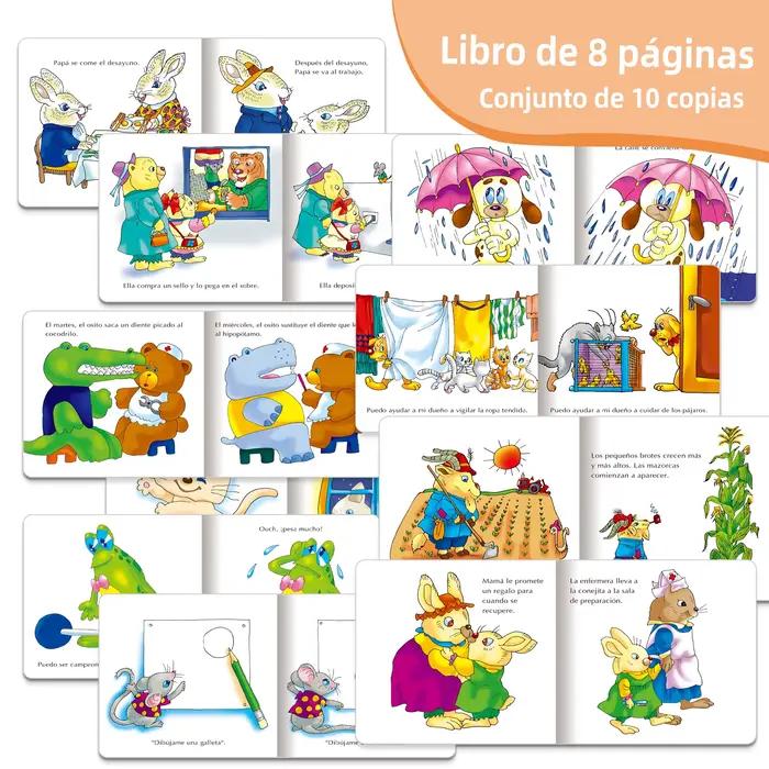 1 lot de 10 livres d'histoires pour bébé au coucher, Puzzle d'éveil pour enfants, illustrations d'animaux mignons, histoires classiques espagnoles