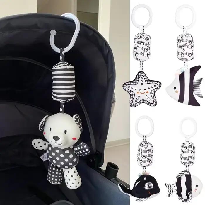 Poussette lit cloche suspendue poupée en peluche bébé hochets pour nouveau-né noir blanc capacité de préhension visuelle jouets d'entraînement игрушки дляетей