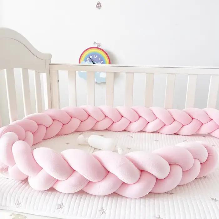 Lit de bébé pare-chocs berceau Anticollision nouveau-né Protection noeud tresse oreiller coussin lit