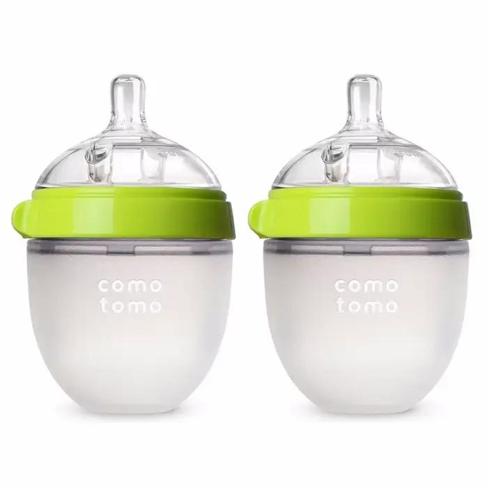 Biberon en Silicone vert/rose 5 oz et 8 oz, 2 paquets biberon sans BPA pour enfants