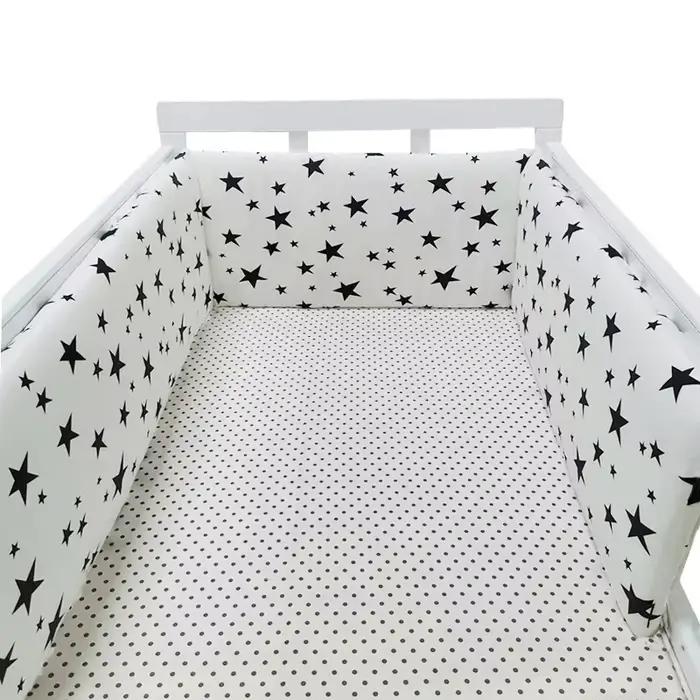 Pare-chocs épais pour lit de bébé, étoiles nordiques, conception à fermeture éclair, une pièce autou