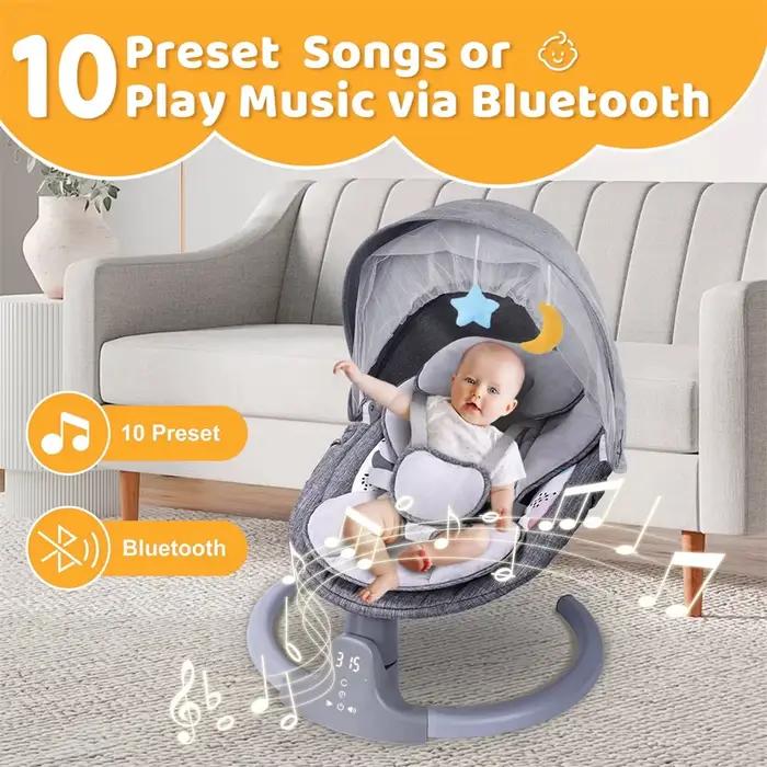 Berceau électrique pour bébé avec moustiquaire, chaise à bascule Portable pour bébé, Bluetooth, musi