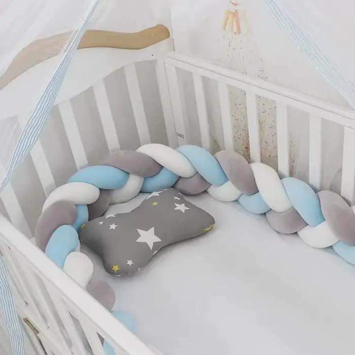Protecteur de berceau pour bébé, coussin à nœud tressé pour nourrissons et enfants, 3 actions, pare-
