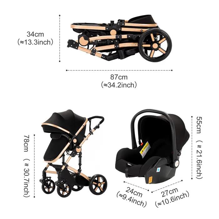 Poussette 3 en 1 pour bébé, paysage haut, avec siège auto, légère et chaude, multifonction, pour béb