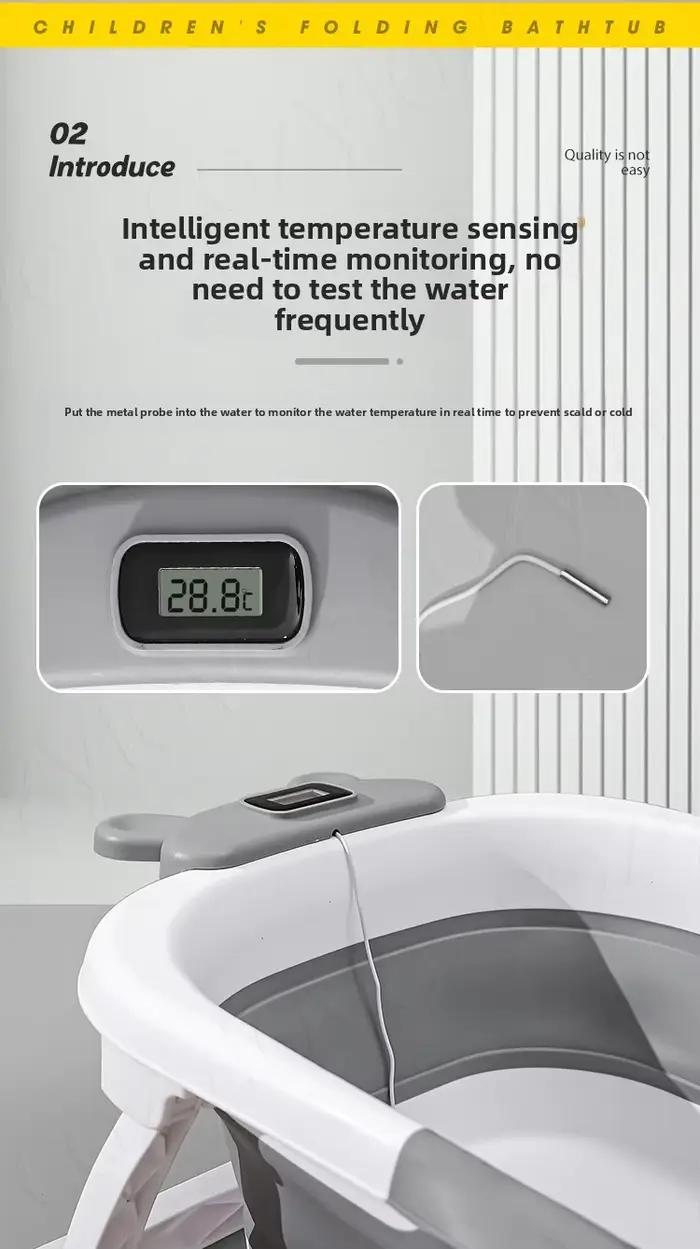 Baignoire pliable pour bébé avec capteur de température | Baignoire pliable portable pour bébé ave
