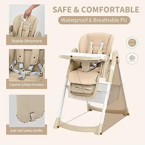 Chaise haute pour bébé, chaise haute pliable et portable pour bébés et tout-petits avec repose-pieds