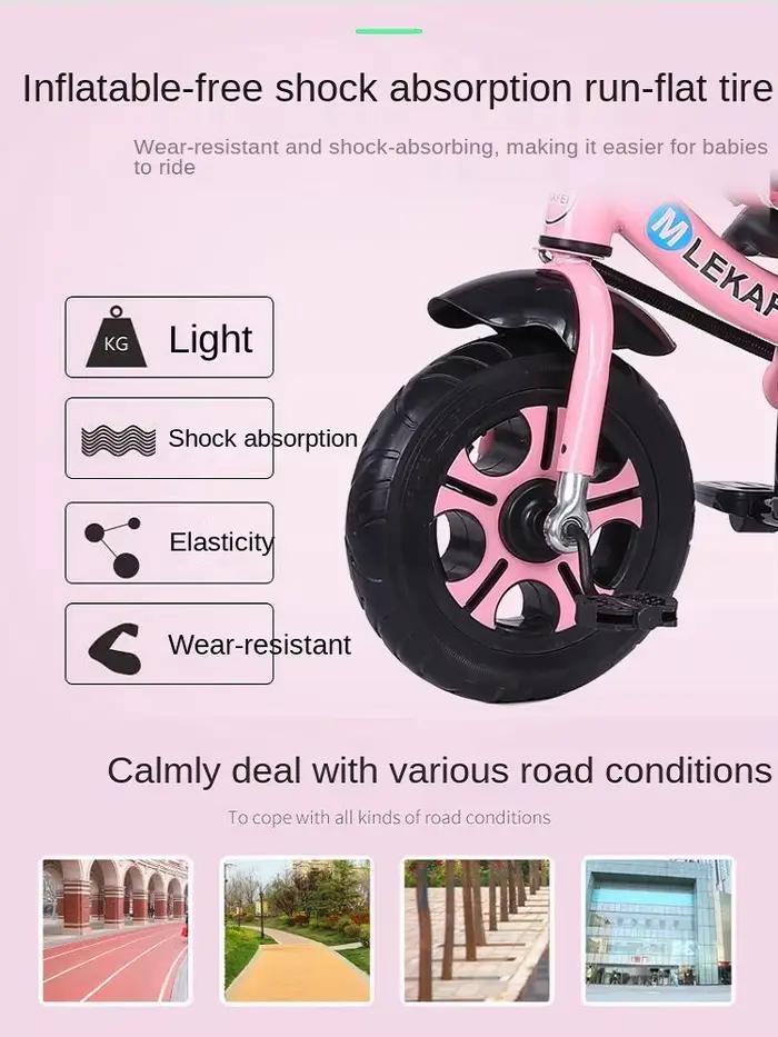 Tricycle enfant LazyChild avec siège rotatif, cadre métallique, pour 1-5 ans, vélo bébé, poussette a