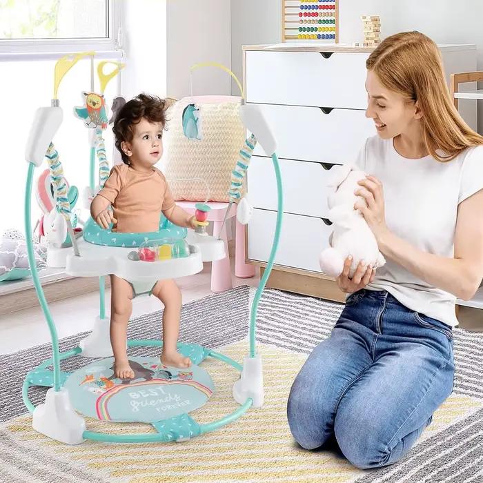 Baby Sky Jumperoo Trotteur pour bébé avec hauteurs réglables, jouets et boîte à musique, chaise gonf