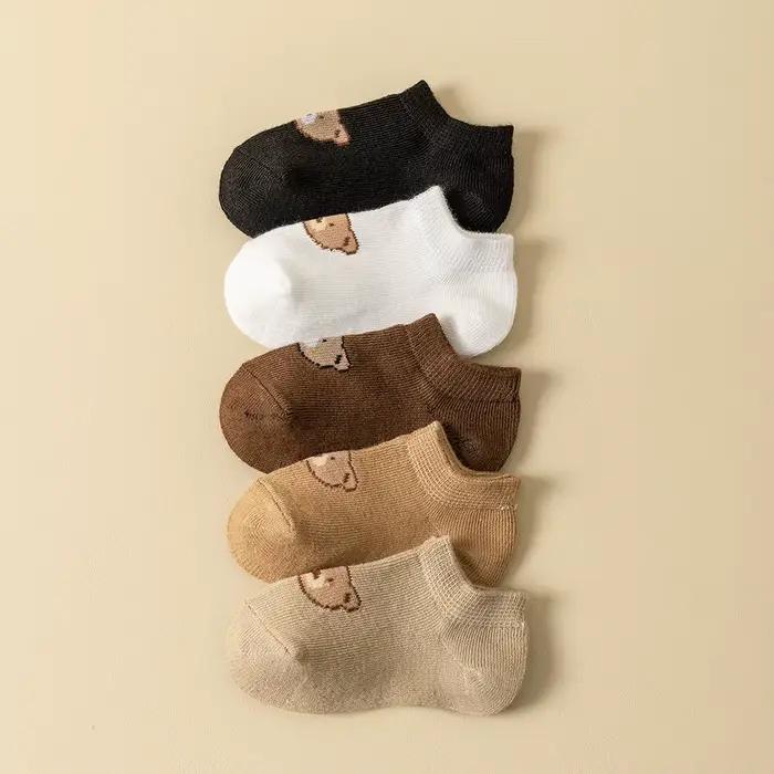 5 paires de chaussettes pour bébé, chaussettes basses à la cheville, chaussettes mignonnes à motif d