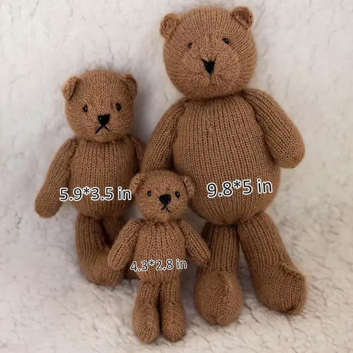 Accessoires de photographie de nouveau-né d'ours en peluche au Crochet fait à la main, accessoires d