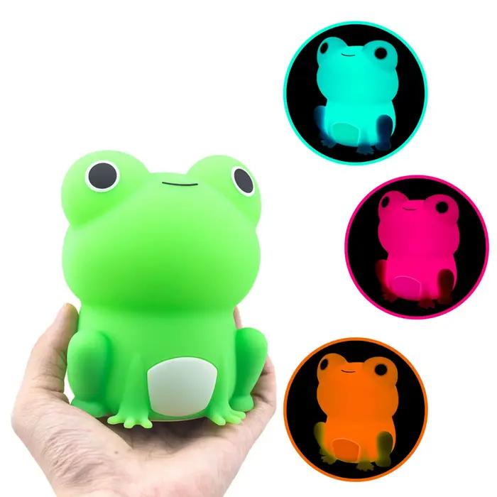 Lampe de nuit en Silicone souple pour enfants, grenouille, veilleuse pour dormir, minuterie à intens