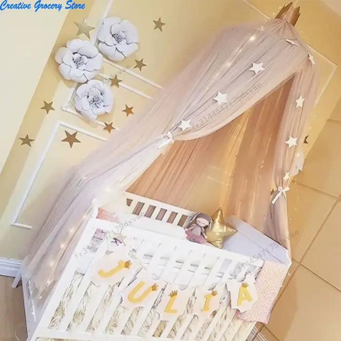 Auvent moustiquaire pour berceau de bébé, tente suspendue en Tulle avec décoration d'étoiles, rideau