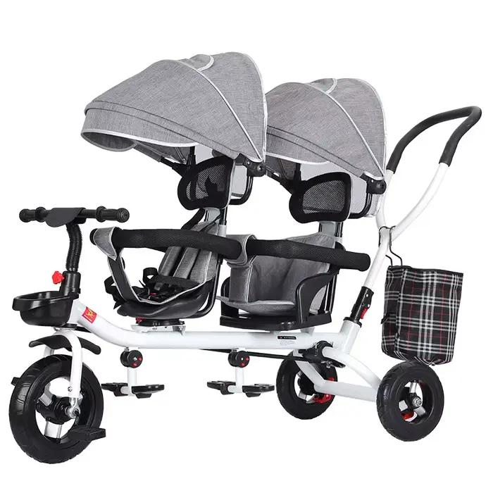Poussette Double Multifonctionnelle en Acier pour Enfants 6-12 Mois à 6 Ans Design Bidirectionnel et Pliante pour Promenades et Voyages Occasions Spéciales