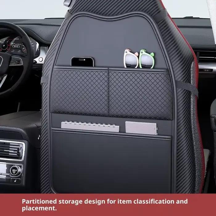 Protection de siège auto en cuir PU pour enfant avec poches pratiques