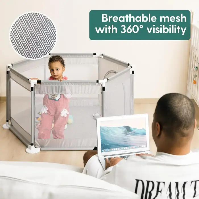 Parc de jeu portable pour bébés et tout-petits clôture de sécurité avec maille respirante pour activités intérieures et extérieures occasions spéciales enfants