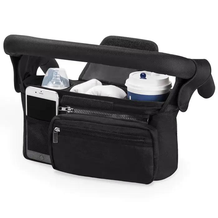Sac de rangement pour poussette avec porte-gobelet isolé, sac pour téléphone détachable et bandoulière amovible pour bébé et animaux de compagnie ocasions spéciales