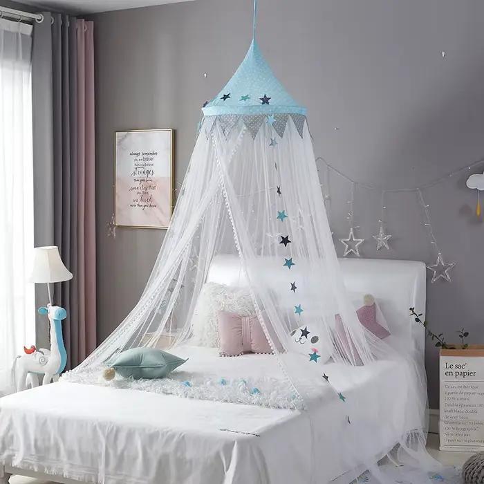 Moustiquaire ronde pour chambre de bébé 100% coton bébé fille garçon protection anti-insectes chambre enfant 1-3 ans décoration de lit chambre enfant