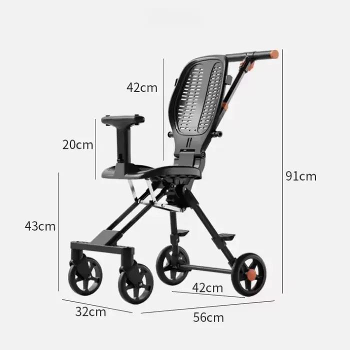 Poussette pliable pour enfants de 1 à 12 ans chariot de voyage portable largeur idéale trapézoïdale conception confort visuel hauteur de siège ajustable double frein matériaux robustes occasions spéciales