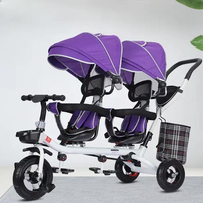 Poussette Double Multifonctionnelle en Acier pour Enfants 6-12 Mois à 6 Ans Design Bidirectionnel et Pliante pour Promenades et Voyages Occasions Spéciales