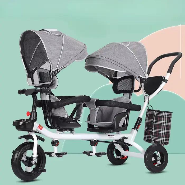 Poussette Double Multifonctionnelle en Acier pour Enfants 6-12 Mois à 6 Ans Design Bidirectionnel et Pliante pour Promenades et Voyages Occasions Spéciales