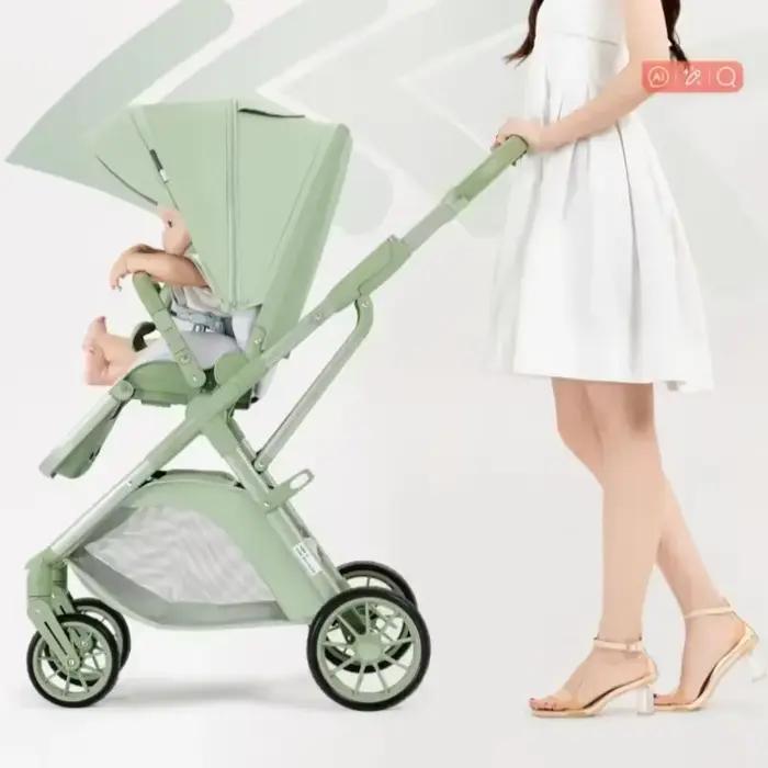 Poussette bébé portable pliable bidirectionnelle multifonction légère avec sac de maman