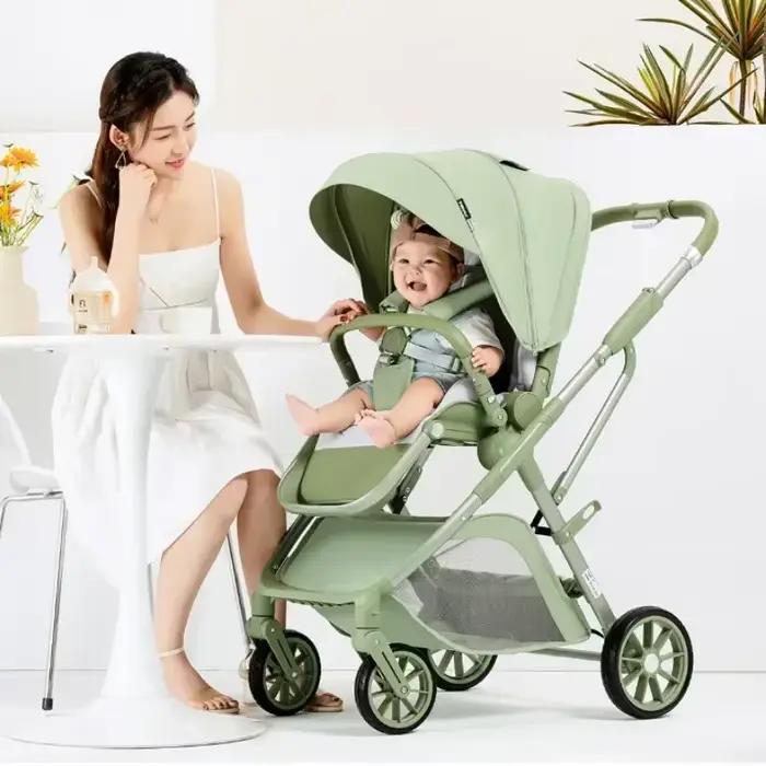 Poussette bébé portable pliable bidirectionnelle multifonction légère avec sac de maman