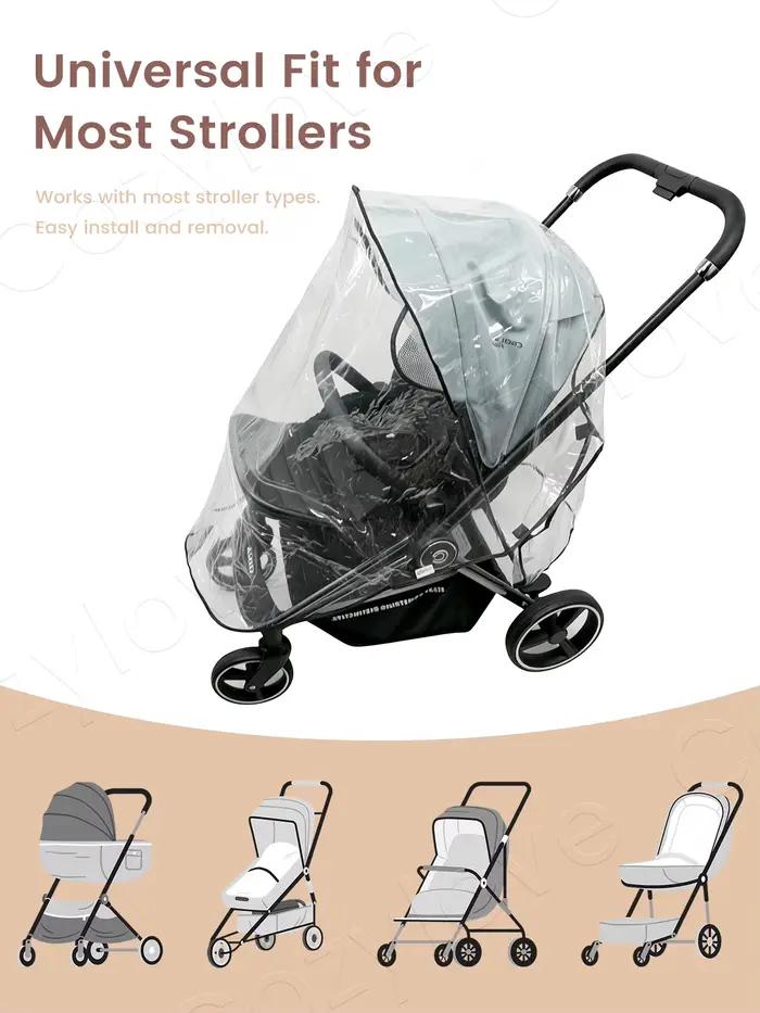 Housse de pluie universelle pour poussette | Protection contre les intempéries transparente