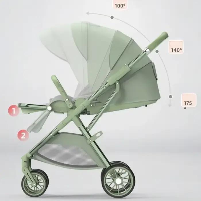 Poussette bébé portable pliable bidirectionnelle multifonction légère avec sac de maman
